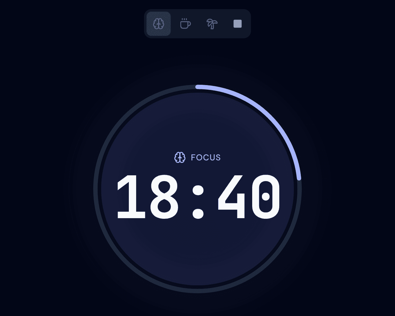 SteadyGaze timer mid-session in a focus block, showing 18:40 remaining