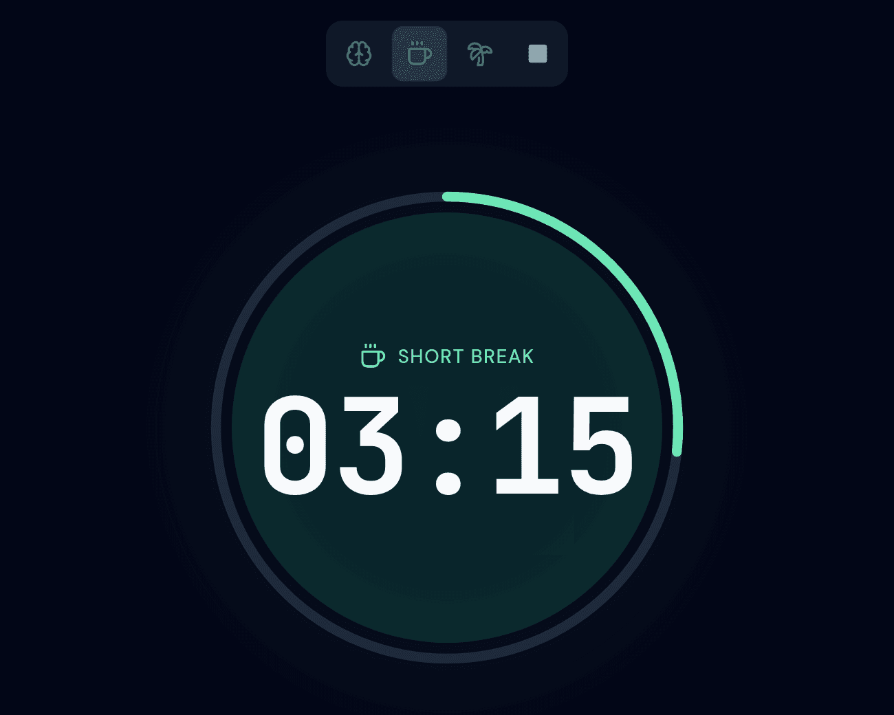 SteadyGaze timer during a short break, showing 03:15 remaining
